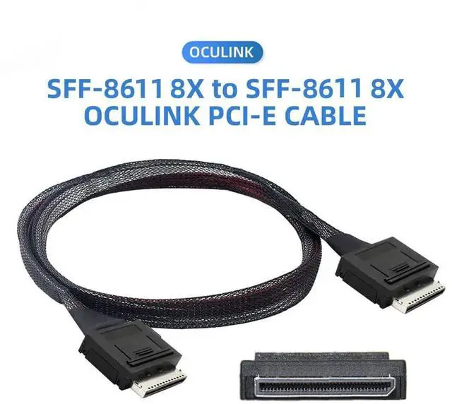 Alt view image 5 of 7 - 50cm OCuLink SFF-8611 8X to SFF-8611 8X PCIe Active SSD Data Cable