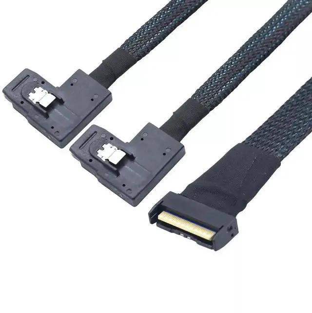 Alt view image 4 of 6 - 100CM PCIE 5.0 MCIO 8X 74Pin to 2X 36P SFF8087 Right Angle Server Adapter Cable