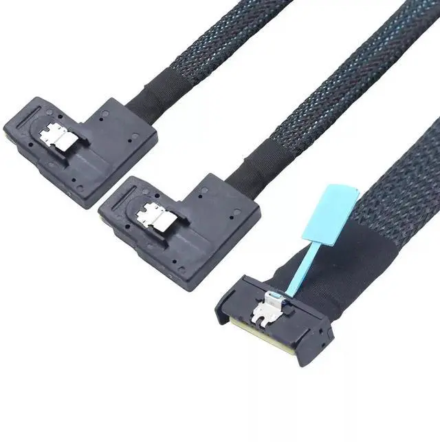 Alt view image 6 of 6 - 100CM PCIE 5.0 MCIO 8X 74Pin to 2X 36P SFF8087 Right Angle Server Adapter Cable