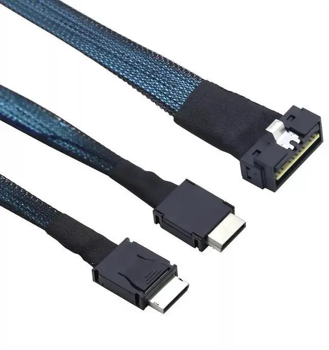Alt view image 4 of 6 - 100CM SAS 4.0 Slimline Low Profile SFF-8654 8i 74P to 2 Ports OCuLink SFF-8611 4i 38P Server Adapter Cable