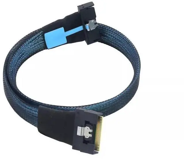 Alt view image 5 of 6 - PCI-E 5.0 MCIO x8 74P to SAS 4.0 SFF-8654 8i 74Pin Extension Cable, 24Gbps 1m