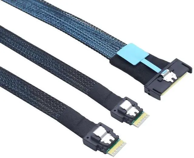 Main image of PCIe Gen5.0 Slimline SAS MCIO 8X 74P to Dual SFF-8654 4i Server Adapter Cable, 100CM