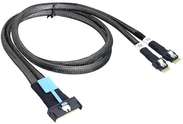 Alt view image 6 of 6 - PCIe Gen5.0 Slimline SAS MCIO 8X 74P to Dual SFF-8654 4i Server Adapter Cable, 100CM