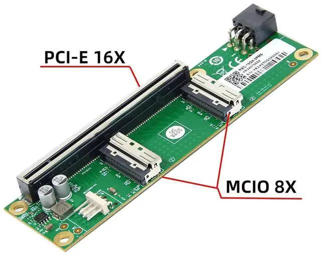 Alt view image 6 of 7 - Dual MCIO 8i Mini Cool Edge IO SFF-TA-1016 to PCIe 5.0 x16 VROC Adapter, for Motherboard SSD and Graphics Card