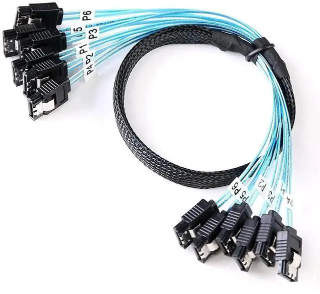 Main image of 0.5M SATA III Cable 6Pcs Set, 6Gbps High Speed Thin SATA Data Cable, Replacement for SSD HDD CD DVD Drive, Bitcoin Mining PC Server RAID System 1.6FT