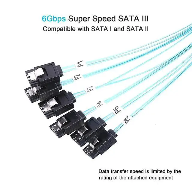 Alt view image 3 of 6 - 0.5M SATA III Cable 6Pcs Set, 6Gbps High Speed Thin SATA Data Cable, Replacement for SSD HDD CD DVD Drive, Bitcoin Mining PC Server RAID System 1.6FT