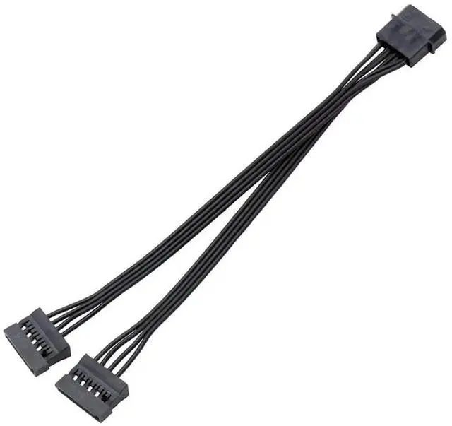 Main image of 22cm 1 to 2 Molex 4 Pin Male to 15 Pin SATA Female Power Cable, SATA Power Splitter Adapter Cord, HDD SSD CD DVD Drive Power Extension Wire 8.6 Inch