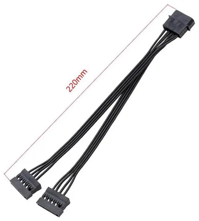 Alt view image 3 of 6 - 22cm 1 to 2 Molex 4 Pin Male to 15 Pin SATA Female Power Cable, SATA Power Splitter Adapter Cord, HDD SSD CD DVD Drive Power Extension Wire 8.6 Inch