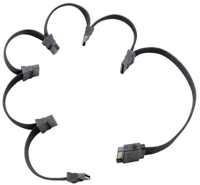 Main image of 70cm 1 to 6 SATA Power Extension Cable, 15 Pin SATA Male to Female Splitter Extender Cord for HDD SSD Hard Drive PC Server Mining 30 Inch