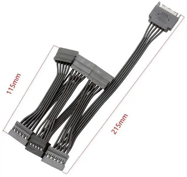 Alt view image 2 of 6 - 70cm 1 to 6 SATA Power Extension Cable, 15 Pin SATA Male to Female Splitter Extender Cord for HDD SSD Hard Drive PC Server Mining 30 Inch