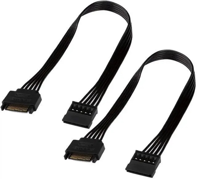 Alt view image 3 of 5 - 24 Inch 2 Pack SATA Power Extension Cable, 15 Pin SATA Male to Female Power Cord Adapter for HDD SSD Hard Drive Desktop Server
