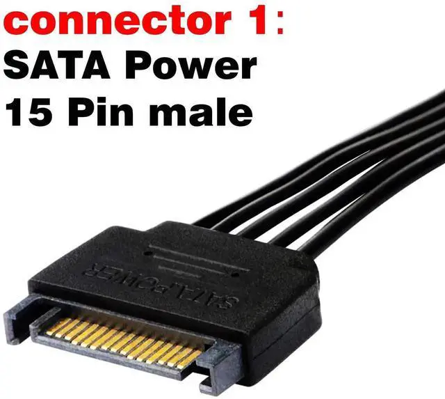 Alt view image 4 of 5 - 24 Inch 2 Pack SATA Power Extension Cable, 15 Pin SATA Male to Female Power Cord Adapter for HDD SSD Hard Drive Desktop Server