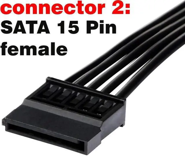 Alt view image 2 of 5 - 24 Inch 2 Pack SATA Power Extension Cable, 15 Pin SATA Male to Female Power Cord Adapter for HDD SSD Hard Drive Desktop Server