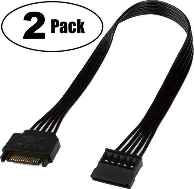 Alt view image 5 of 5 - 24 Inch 2 Pack SATA Power Extension Cable, 15 Pin SATA Male to Female Power Cord Adapter for HDD SSD Hard Drive Desktop Server