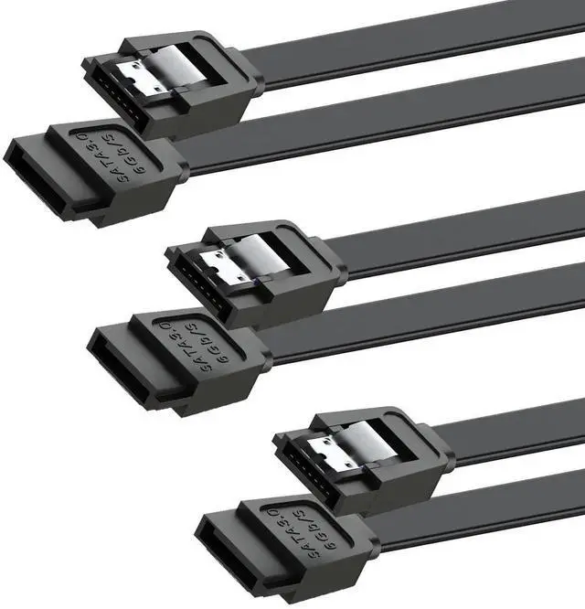 Main image of 3 PCS 15 Inch Straight SATA III Data Cable, 6Gbps High Speed Black SATA Cord for SSD HDD CD Drive CD Writer Desktop PC
