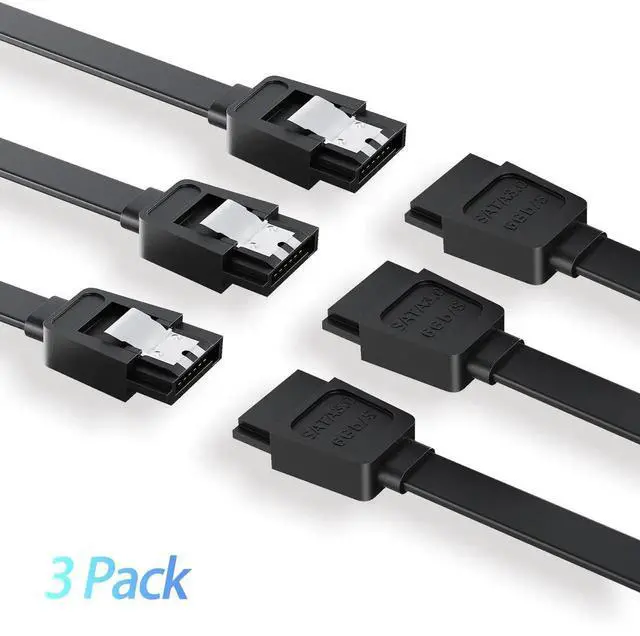 Alt view image 7 of 7 - 3 PCS 15 Inch Straight SATA III Data Cable, 6Gbps High Speed Black SATA Cord for SSD HDD CD Drive CD Writer Desktop PC