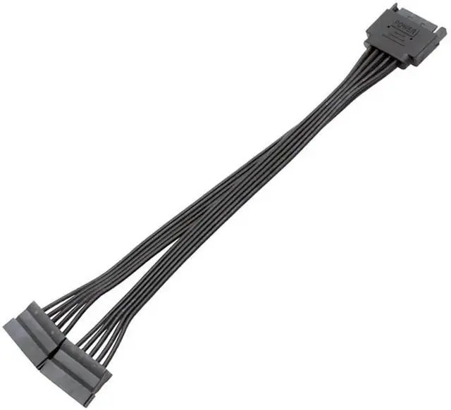Alt view image 3 of 7 - 15 Pin SATA Power Y-Splitter Cable, SATA Male to Dual Female Power Extension Cord for SSD HDD Hard Drive PC Server