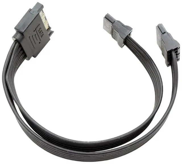 Alt view image 6 of 7 - 15 Pin SATA Power Y-Splitter Cable, SATA Male to Dual Female Power Extension Cord for SSD HDD Hard Drive PC Server