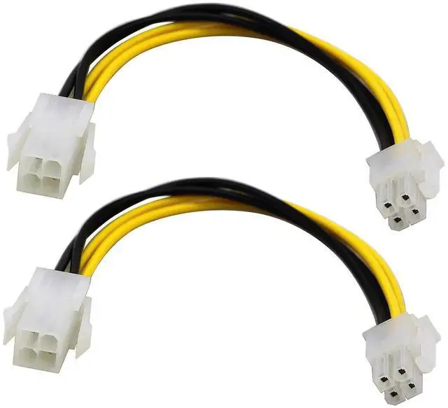 Main image of 2 Pack 20CM 8 Inch 4 Pin Molex M/F CPU Power Extension Cable, ATX 12V 4Pin Male to Female Motherboard Power SATA Extension Cord