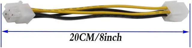 Alt view image 4 of 7 - 2 Pack 20CM 8 Inch 4 Pin Molex M/F CPU Power Extension Cable, ATX 12V 4Pin Male to Female Motherboard Power SATA Extension Cord
