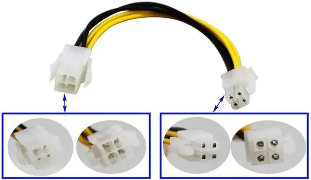 Alt view image 6 of 7 - 2 Pack 20CM 8 Inch 4 Pin Molex M/F CPU Power Extension Cable, ATX 12V 4Pin Male to Female Motherboard Power SATA Extension Cord