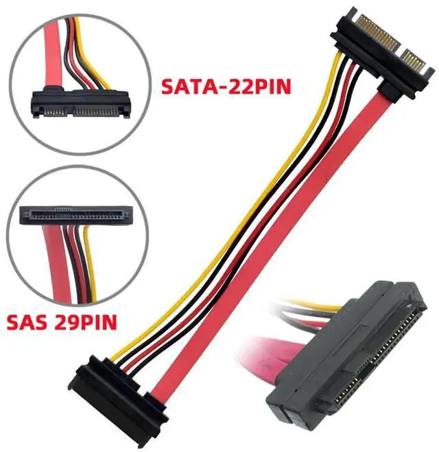 Alt view image 7 of 7 - SFF-8482 SAS 29Pin to SATA 22Pin Extension Cable, Integrated Data and Power Combo Cord for Server HDD SSD RAID Storage System