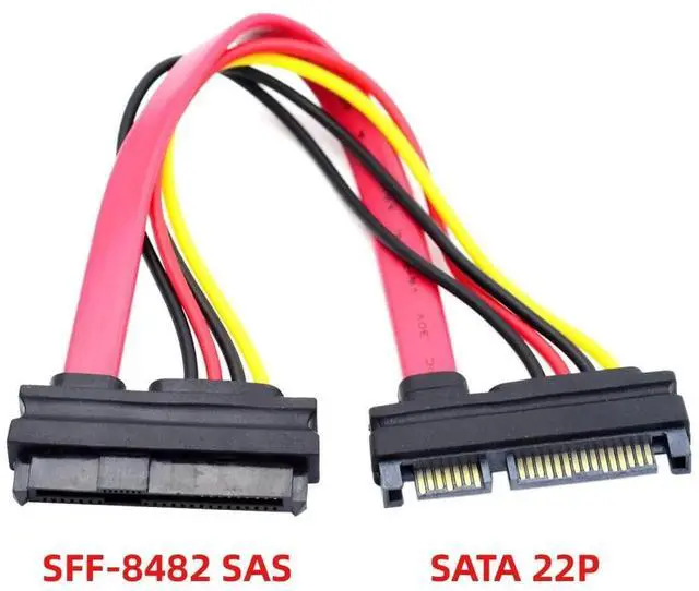 Alt view image 6 of 7 - SFF-8482 SAS 29Pin to SATA 22Pin Extension Cable, Integrated Data and Power Combo Cord for Server HDD SSD RAID Storage System