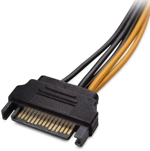 Alt view image 2 of 7 - 20CM 8 Inch 6 Pin PCIe to SATA 15 Pin Power Cable Adapter, Graphics Card to SATA Hard Drive Power Conversion Cord