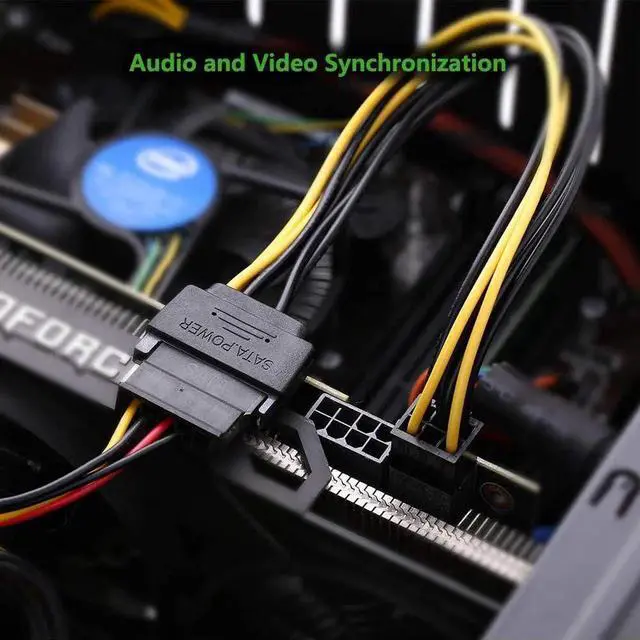 Alt view image 7 of 7 - 20CM 8 Inch 6 Pin PCIe to SATA 15 Pin Power Cable Adapter, Graphics Card to SATA Hard Drive Power Conversion Cord