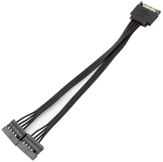Main image of 22cm 8.6 Inch 1 to 2 SATA Power Extension Cable, 15 Pin SATA Male to Female Splitter Cord for HDD SSD Hard Drive