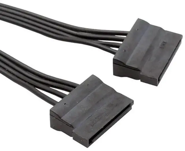 Alt view image 4 of 5 - 22cm 8.6 Inch 1 to 2 SATA Power Extension Cable, 15 Pin SATA Male to Female Splitter Cord for HDD SSD Hard Drive