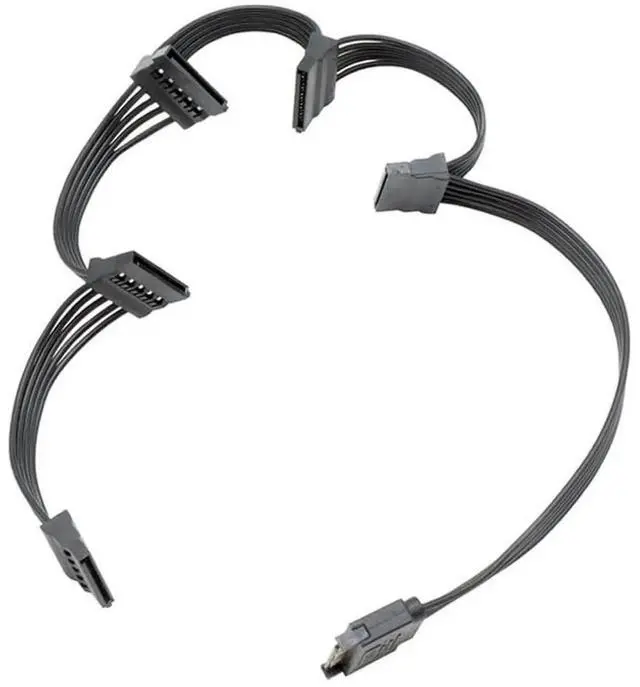 Main image of 66cm 26 Inch 1 to 5 SATA Power Extension Cable, 15 Pin SATA Male to Female Splitter Adapter Cord for HDD SSD Hard Drive