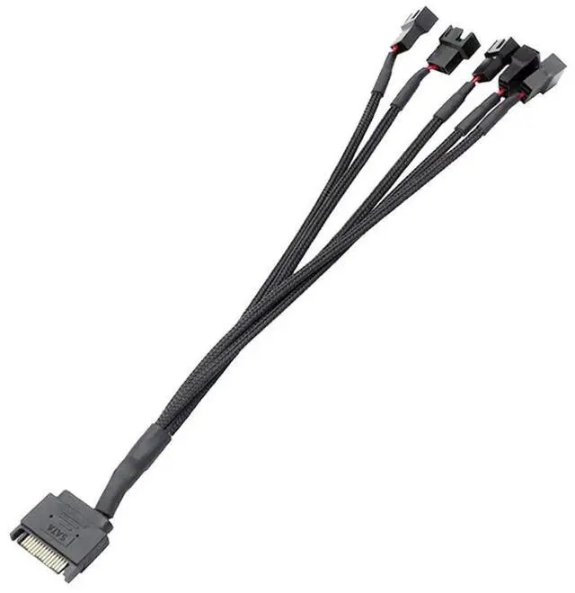 Alt view image 4 of 6 - 27cm 10.6 Inch 1 to 5 SATA to 3/4 Pin Fan Power Adapter Cable, 15Pin SATA to 12V Case Fan Splitter Extension Cord