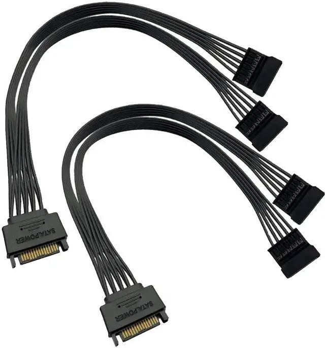 Main image of 2 Pack 24 Inches SATA Power Splitter Extension Cable, 15Pin SATA Power Cord for SSD HDD Hard Drive