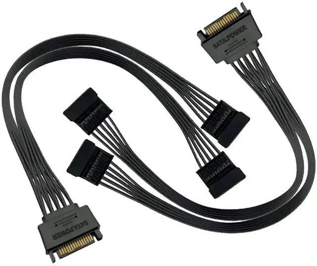 Alt view image 2 of 5 - 2 Pack 24 Inches SATA Power Splitter Extension Cable, 15Pin SATA Power Cord for SSD HDD Hard Drive