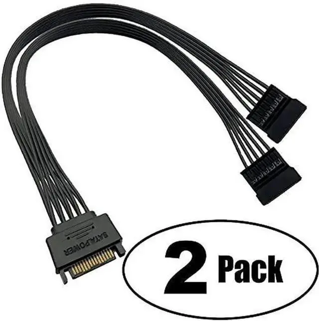 Alt view image 5 of 5 - 2 Pack 24 Inches SATA Power Splitter Extension Cable, 15Pin SATA Power Cord for SSD HDD Hard Drive