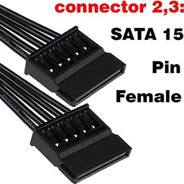 Alt view image 3 of 5 - 2 Pack 24 Inches SATA Power Splitter Extension Cable, 15Pin SATA Power Cord for SSD HDD Hard Drive
