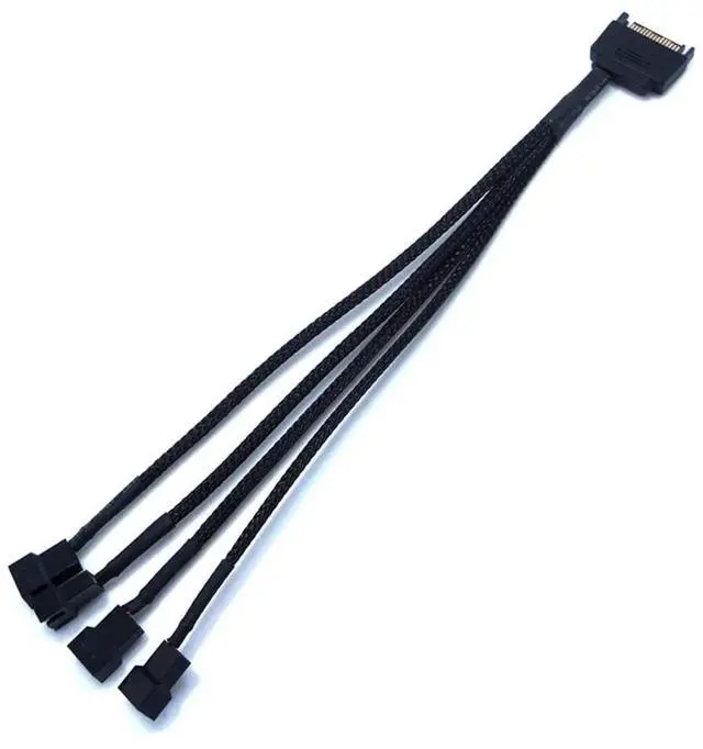 Alt view image 3 of 6 - 27cm 10.6 Inch 1 to 4 SATA to 3/4 Pin Fan Power Adapter Cable, 15Pin SATA to 12V Case Fan Splitter Cord