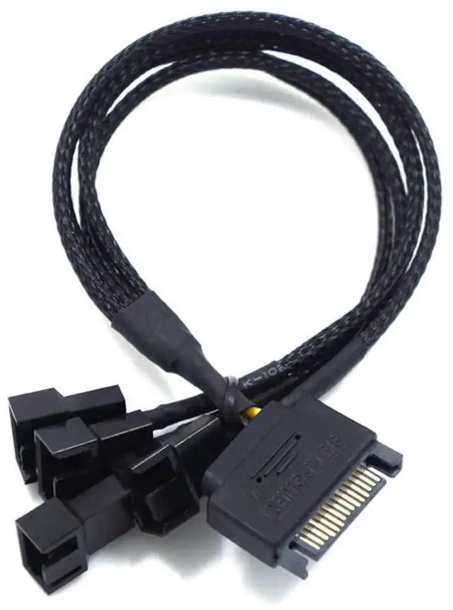 Alt view image 6 of 6 - 27cm 10.6 Inch 1 to 4 SATA to 3/4 Pin Fan Power Adapter Cable, 15Pin SATA to 12V Case Fan Splitter Cord