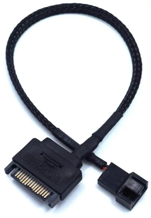 Main image of 27cm 10.6 Inch 1 to 1 SATA to 3/4 Pin Fan Power Adapter Cable, 15Pin SATA to 12V Case Fan Extension Cord