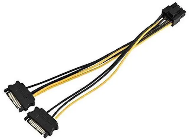 Main image of 8 Inch Dual 15 Pin SATA Male to 8 Pin PCI-E Female Power Adapter Cable for Graphics Card