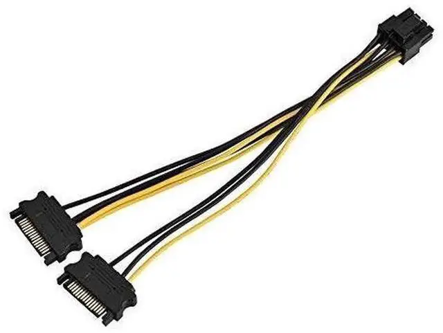 Alt view image 6 of 7 - 8 Inch Dual 15 Pin SATA Male to 8 Pin PCI-E Female Power Adapter Cable for Graphics Card