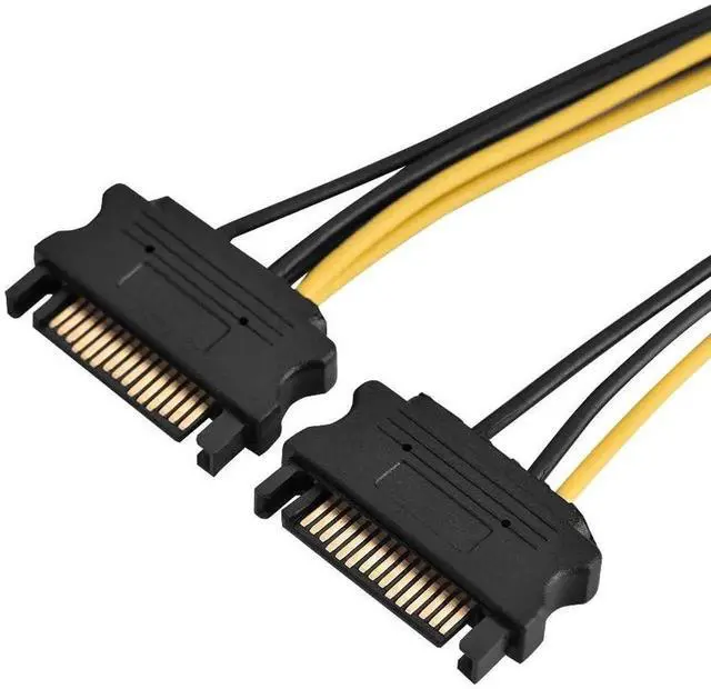 Alt view image 4 of 7 - 8 Inch Dual 15 Pin SATA Male to 8 Pin PCI-E Female Power Adapter Cable for Graphics Card