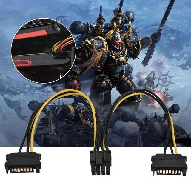 Alt view image 7 of 7 - 8 Inch Dual 15 Pin SATA Male to 8 Pin PCI-E Female Power Adapter Cable for Graphics Card