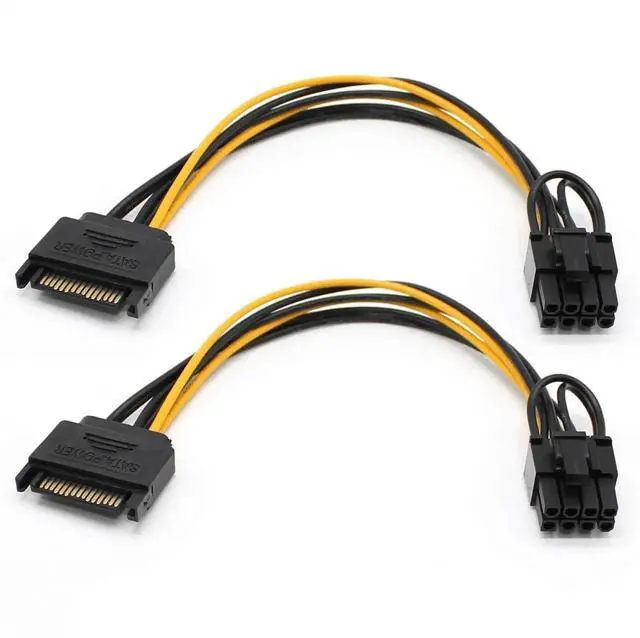 Main image of 2 Pack 20CM 8 Pin PCIe to 15 Pin SATA Power Adapter Cable, PCI-E Graphics Card Power Conversion Cord