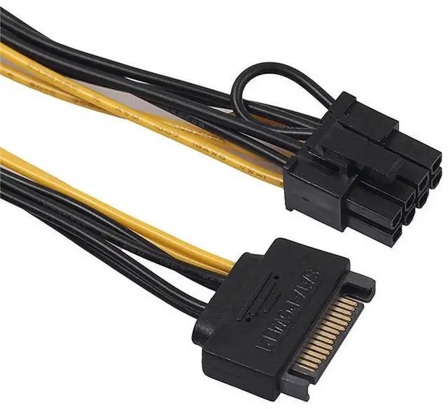 Alt view image 4 of 7 - 2 Pack 20CM 8 Pin PCIe to 15 Pin SATA Power Adapter Cable, PCI-E Graphics Card Power Conversion Cord