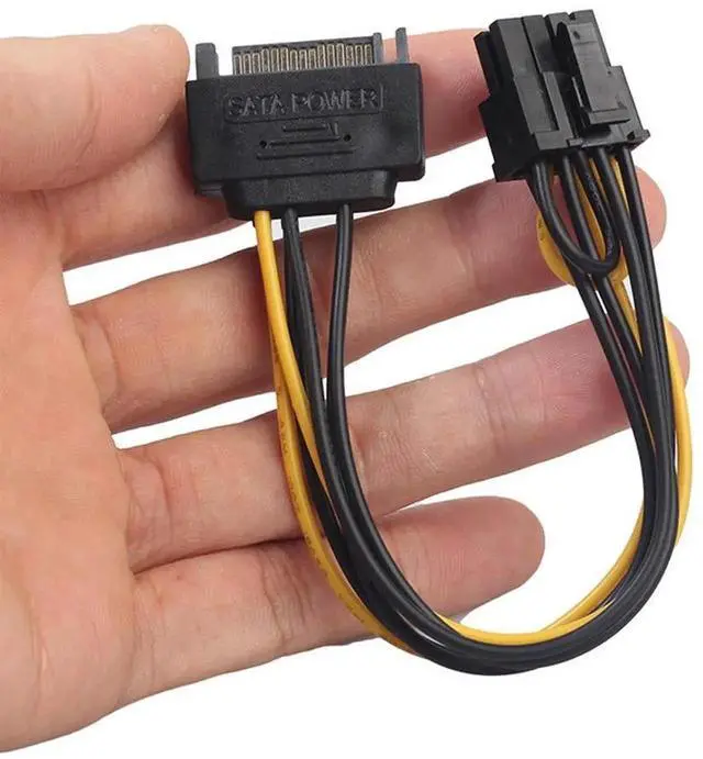 Alt view image 2 of 7 - 2 Pack 20CM 8 Pin PCIe to 15 Pin SATA Power Adapter Cable, PCI-E Graphics Card Power Conversion Cord