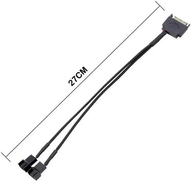 Alt view image 2 of 6 - 27cm 10.6 Inch 1 to 2 SATA to 3/4 Pin Fan Power Adapter Cable, 15Pin SATA 12V Case Fan Splitter Cord