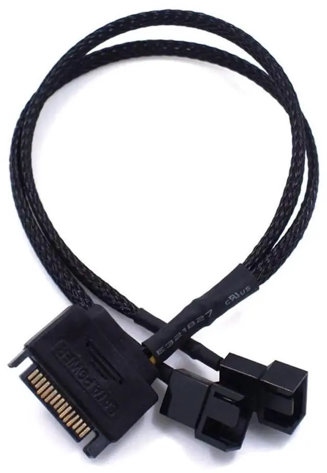 Alt view image 6 of 6 - 27cm 10.6 Inch 1 to 2 SATA to 3/4 Pin Fan Power Adapter Cable, 15Pin SATA 12V Case Fan Splitter Cord