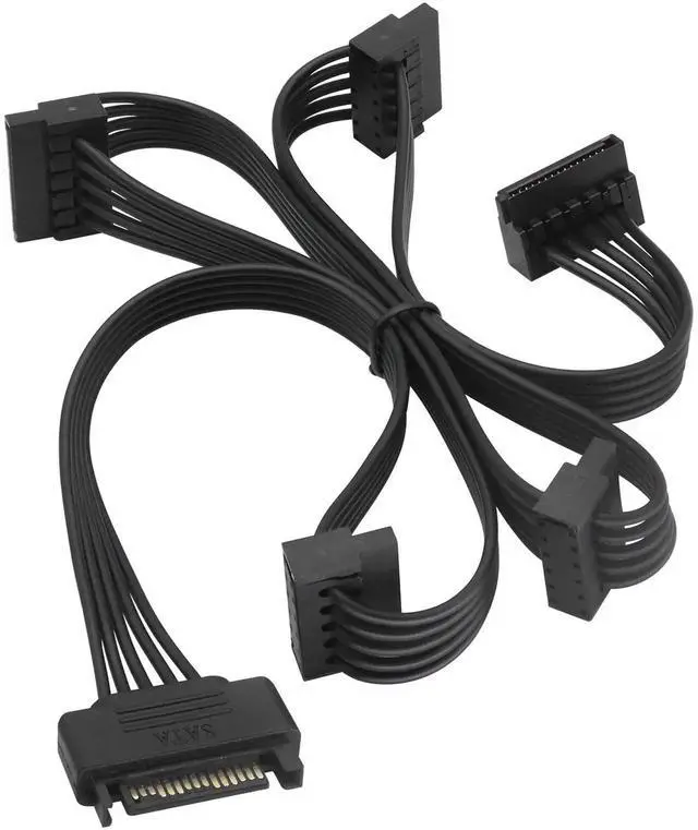 Main image of 80cm 1 to 5 SATA 15Pin Power Y Splitter Cable, Male to 5 Female SATA Power Extension Cord for HDD SSD Optical Drive